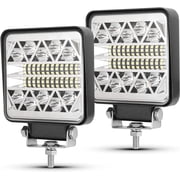 BUNKER INDUST 4 Inch LED Light Pods,2 Pcs Square Tractor Work Light Spot Flood Driving Small Light Bar Waterproof for Truck Equipment Vehicle Pickup UTV ATV Golf Cart