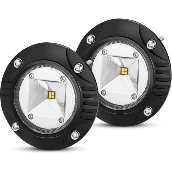 BUNKER INDUST 5" Inch Flood LED Light Pods,Pair Flush Mount Round LED Work Light 4800LM Light Bar Backup Driving Lights Waterproof for Truck Tractor Off Road 4x4 Jeep Pickup SUV ATV UTV Golf Cart