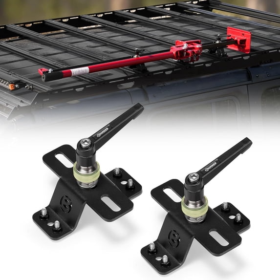 BUNKER INDUST Farm Jack Mount for Roof Rack, 2 Pcs High Lift Jack Mounting Brackets Works with M6/M8 Slots and Most Standard Farm Jacks