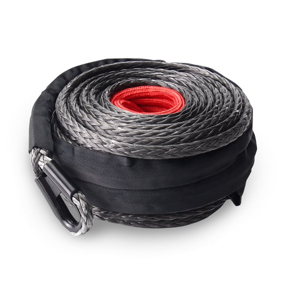 BUNKER INDUST Synthetic Winch Rope 3/8" x 85', 25000 Ibs Winch Cable Replacement with Protective Sleeve for Recovery Off Road ATV UTV SUV Truck,1 Pcs Black Winch Line