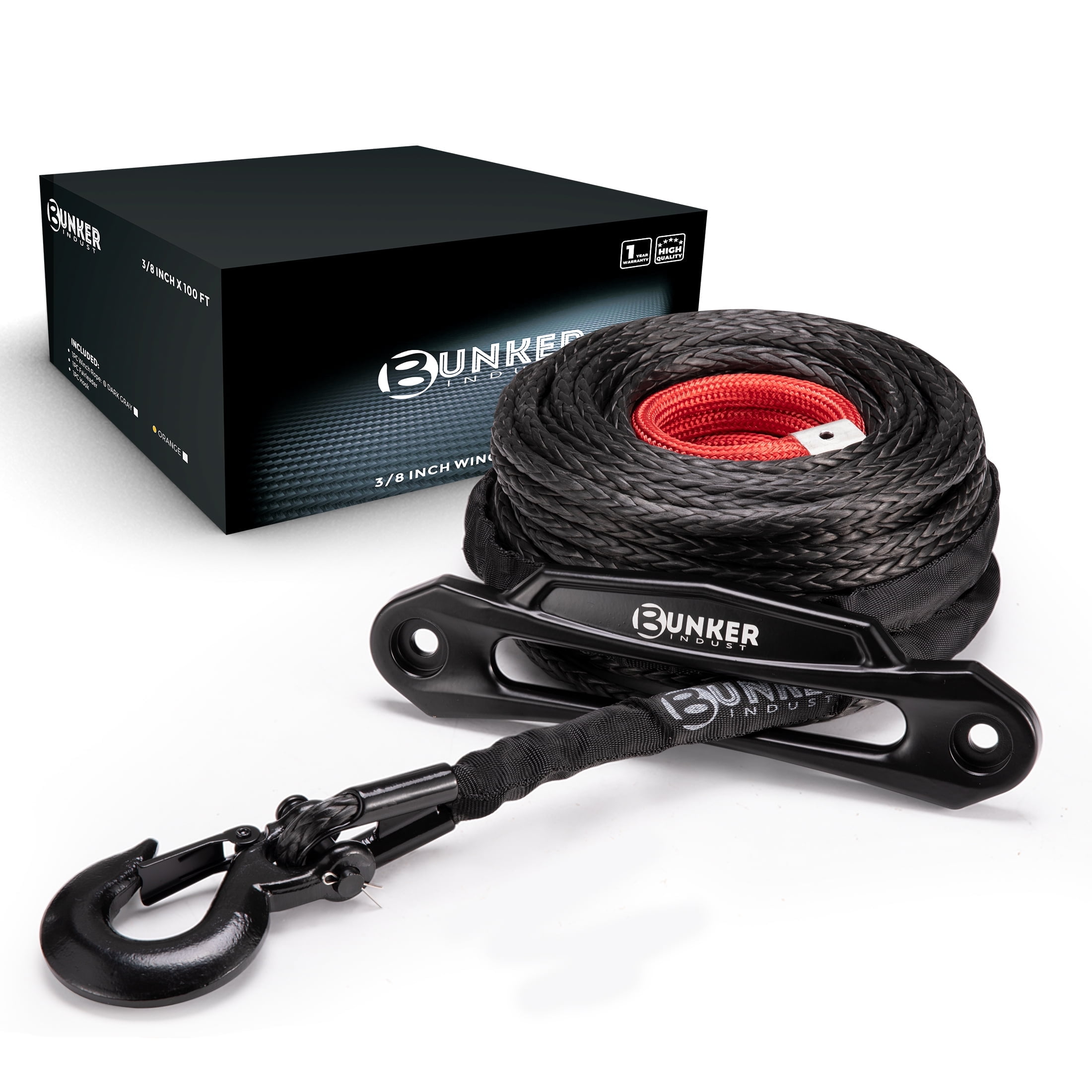 BUNKER INDUST Synthetic Winch Rope Kit,3/8