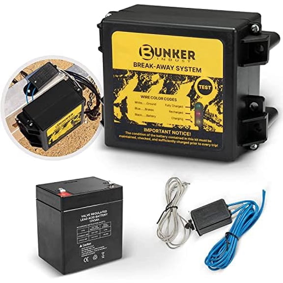 BUNKER INDUST Trailer Brake Breakaway Kit with Charger, LED Display, Switch, 12V 5Ah Battery for Trailer Caravan$$Vehicle Parts & Accessories