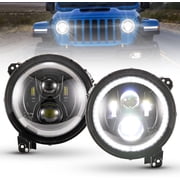 BUNKER INDUST Wrangler JL 9  Inch LED Headlights with Halo DRL,Pair Round Headlamp with Daytime Running Lights for Jeep Gladiator JT 2018-2025 Jeep Wrangler JL/4xe Accessories