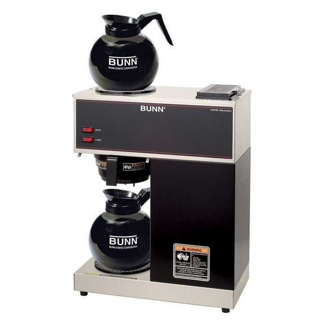 BUNN VPR 12-Cup Commercial Coffee Brewer with Two Glass Decanters, 2 Warmers