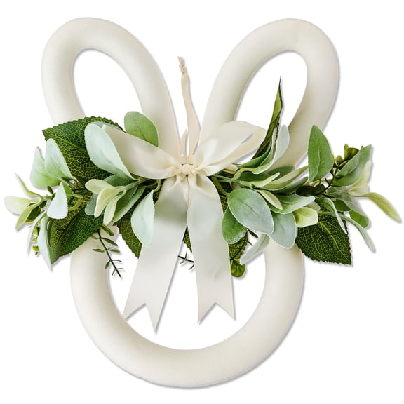 Flocked Bunny Head Wreath, White, 14", Easter by Way To Celebrate