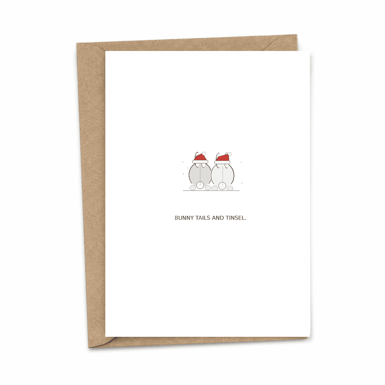 Greating Hands Sign BUNNY TAILS AND TINSEL. Christmas Bunny Card, Minimal Hand Drawn Rabbit ...