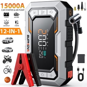 BUPMOVA 12-in-1 Jump Starter with Air Compressor, 15000A, 150 PSI, Portable Car Battery Jump Box, Jump pack Power Bank (All Gas/10.0 L Diesel) with Jumper Cables, LED Light & LCD Display, Force Start