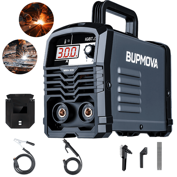 BUPMOVA 200A 30PCS Rods Stick Welder, Portable Welding Machine, IGBT Inverter Welder Machine 110V Large LED Display with Hot Start Arc Force Anti-Stick, for 1/10" Rod ARC Welder, Chip Hammers (Black)