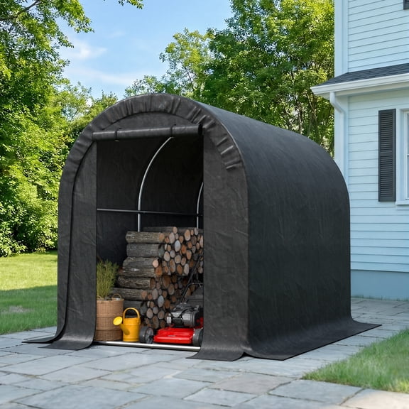 BUPPLEE 8 x 6 x 7 ft Portable Storage Shelter, Waterproof Outdoor Canopy for Motorcycles, Bicycles, Garden Tools & Equipment