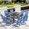 thumbnail image 1 of BUPPLEE 9-Piece Outdoor Dining Set for 8 with Swivel Chairs, Square Metal Table with Umbrella Hole for Patio, Deck and Backyard, 1 of 7