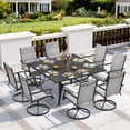 thumbnail image 1 of BUPPLEE 9-Piece Outdoor Dining Set for 8 with Swivel Chairs, Square Metal Table with Umbrella Hole for Patio, Deck and Backyard, 1 of 7