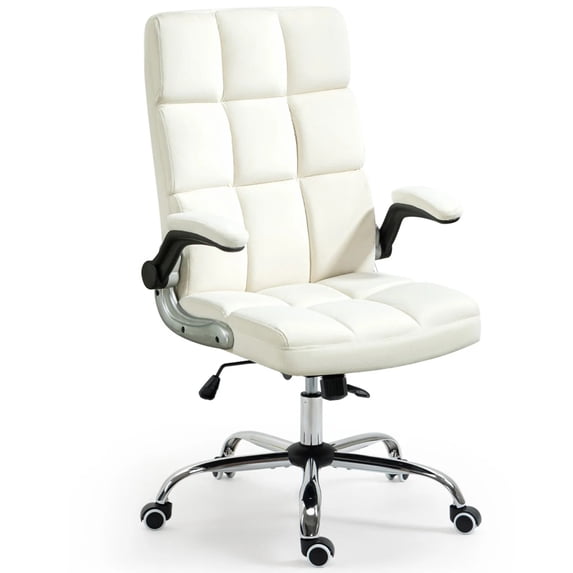 BUPPLEE Executive Office Chair Velvet Ergonomic Style, Swivel Flip-Up Arms