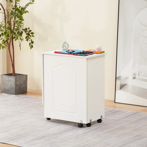 BUPPLEE Folding Sewing Table with Lift-Up Sewing Machine Platform, Storage Shelf and Lockable Casters