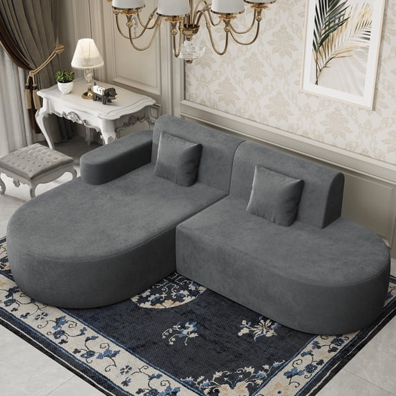 BUPPLEE Frameless L-Shape Sectional Sofa with Chaise, Ultra-Soft Cloud Couch with Deep Seats, Modern Modular Sofa for Living Room & Bedroom