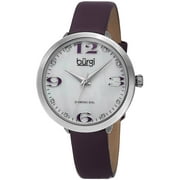 BUR119PU 38mm Metal Case Purple Calfskin Mineral Womens Watch