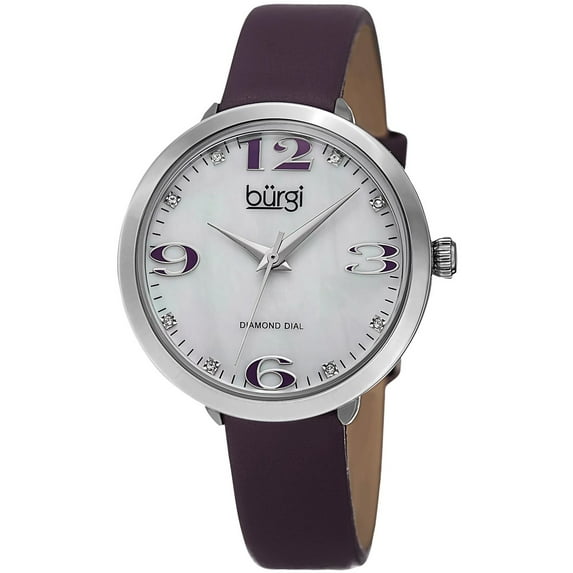 BUR119PU 38mm Metal Case Purple Calfskin Mineral Women's Watch