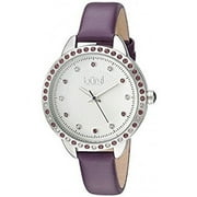 BUR161PU Swarovski Crystals Purple Leather Strap Womens Watch