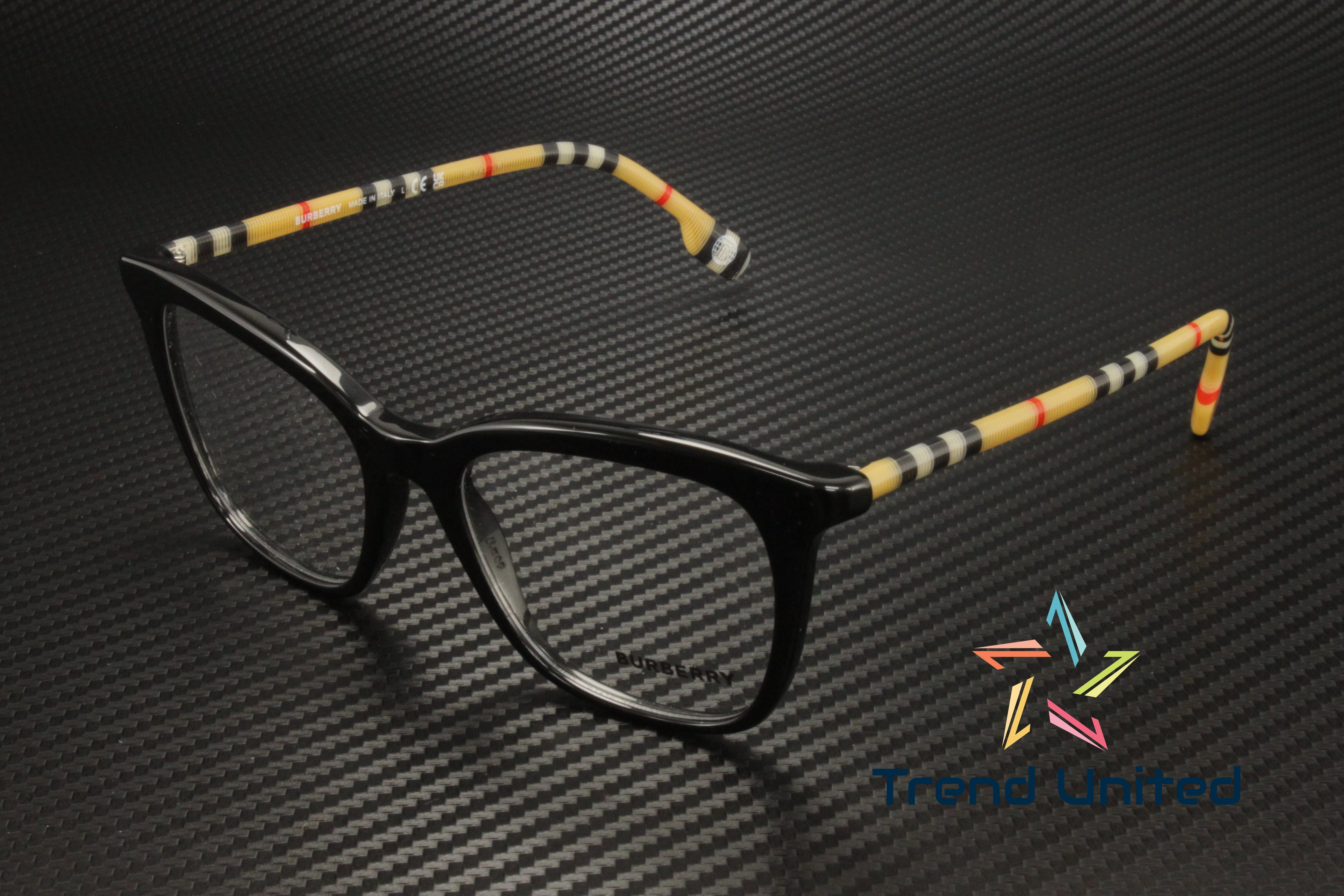 Burberry BE 2390 Plastic Womens Square Eyeglasses Black 52mm 