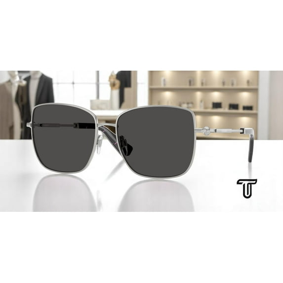 BURBERRY BE3158 100587 Silver Dark Grey 58 mm Women's Sunglasses