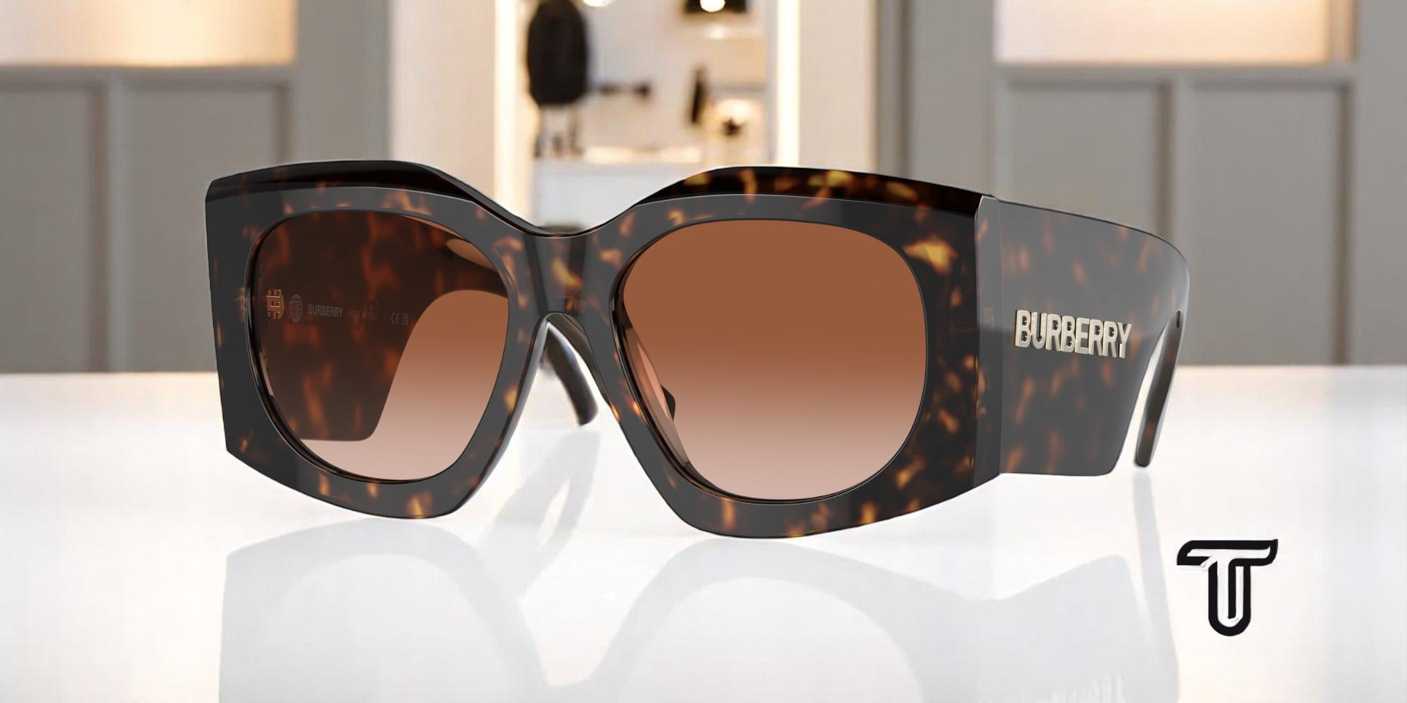 Burberry BE 4388U Acetate Womens Irregular Sunglasses Havana 55mm Adult