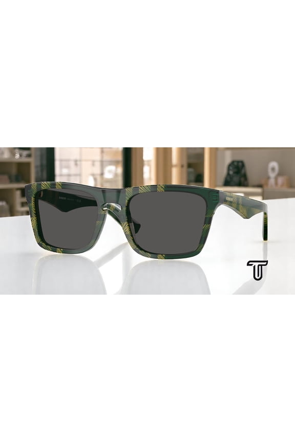 BE4434F 412587 Check Green Dark Grey 57 mm Men's Sunglasses