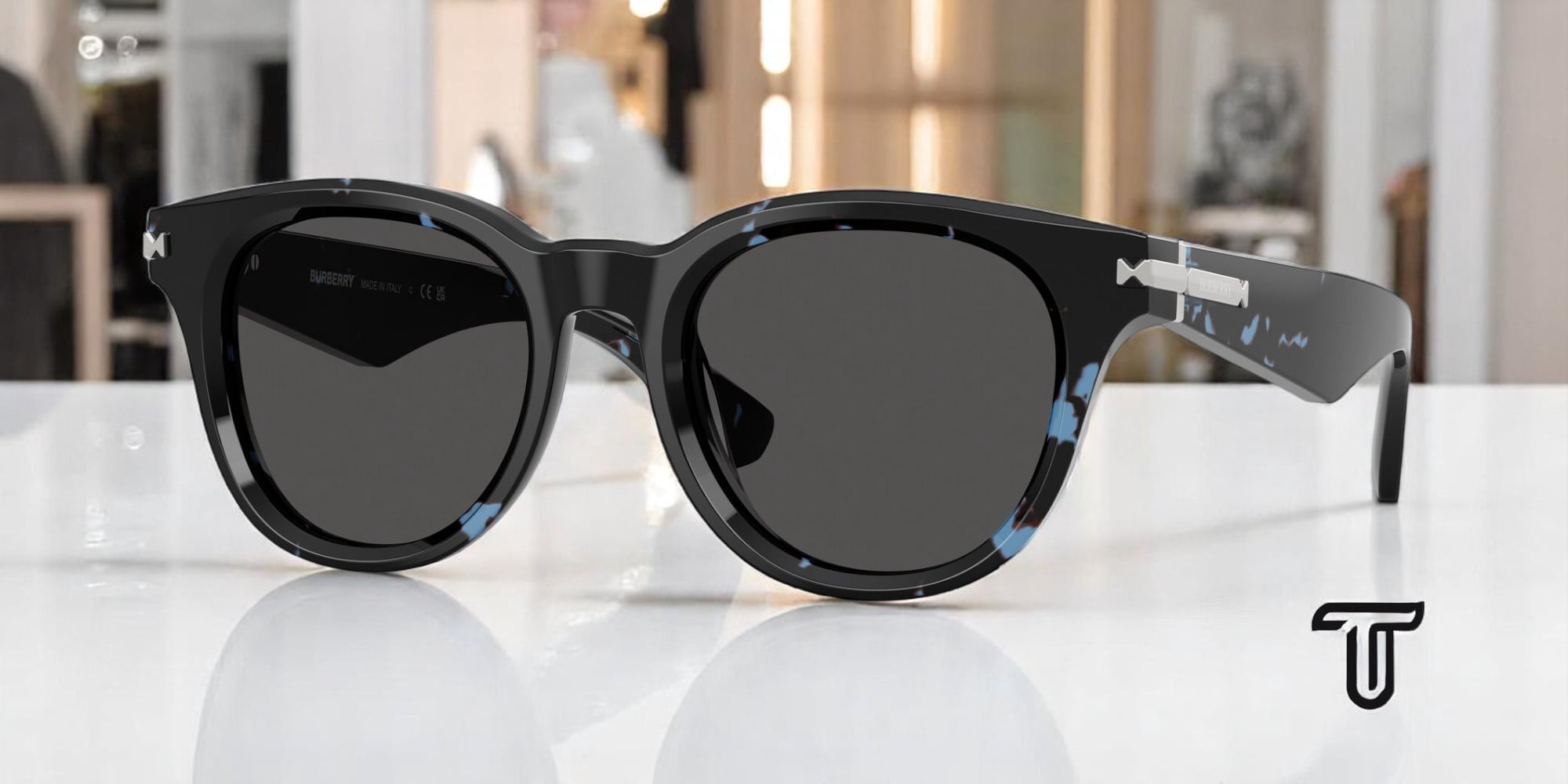 NWT Burberry BE4439 Blue Round 51mm Sunglasses Burberry Men main image 4