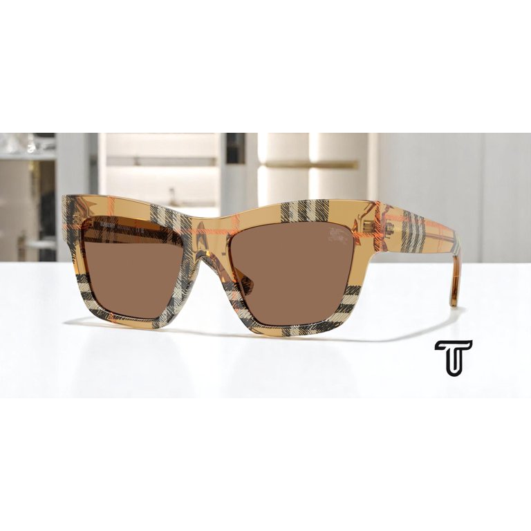 BURBERRY BE4449 414673 Check Sand Dark Brown 53 mm Women display picture 2