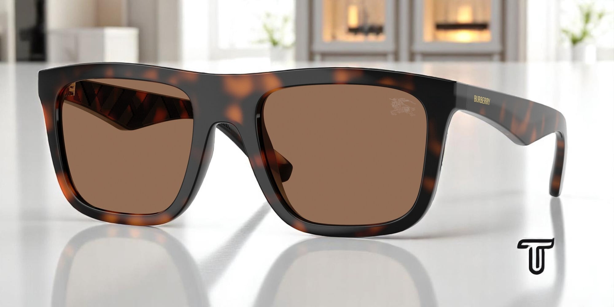 BURBERRY BE4458U 300273 Dark Havana Dark Brown 55 mm Men's Sunglasses