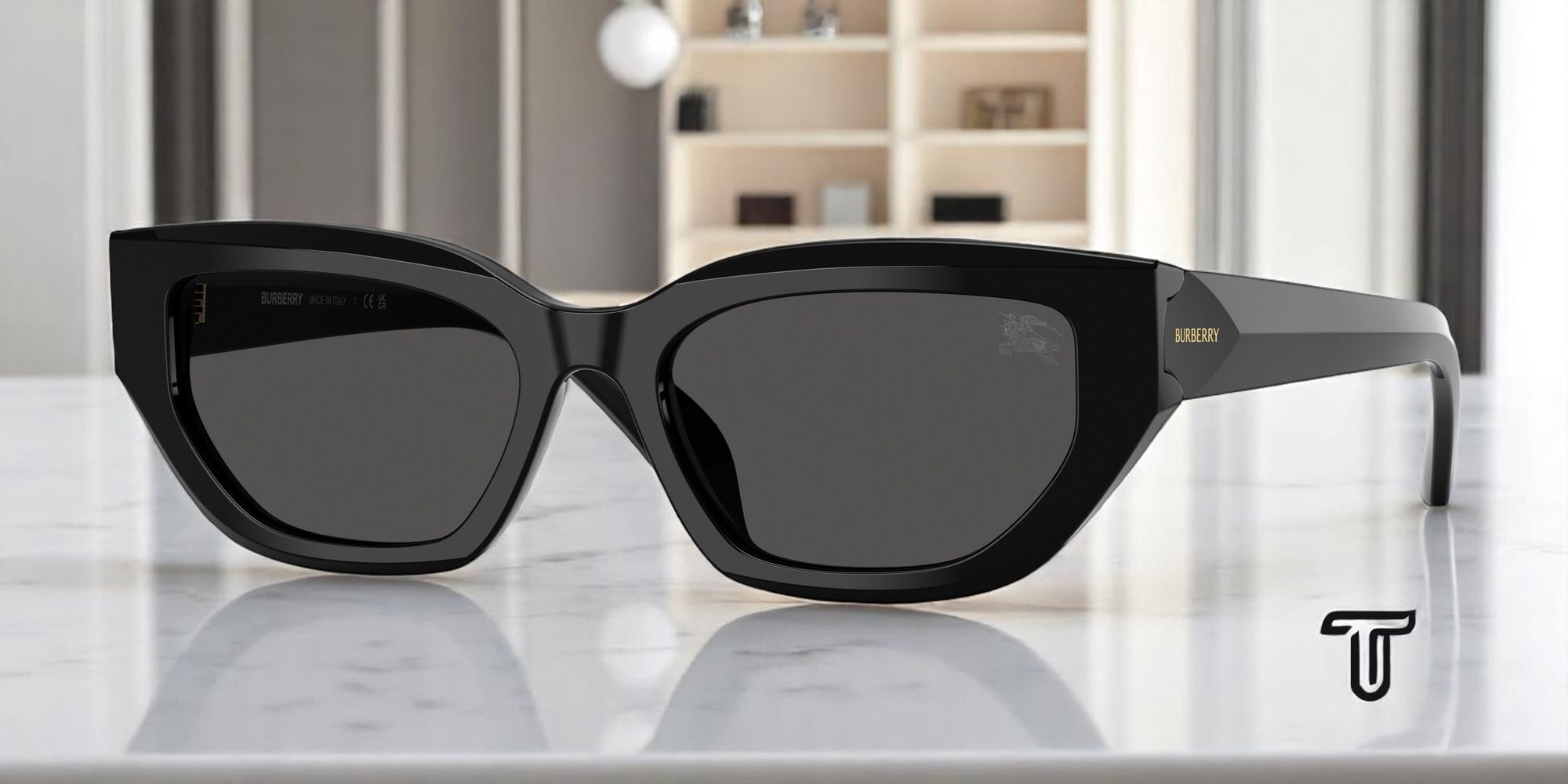 BURBERRY BE4463D 300187 Black Dark Grey 54 mm Women display picture 2