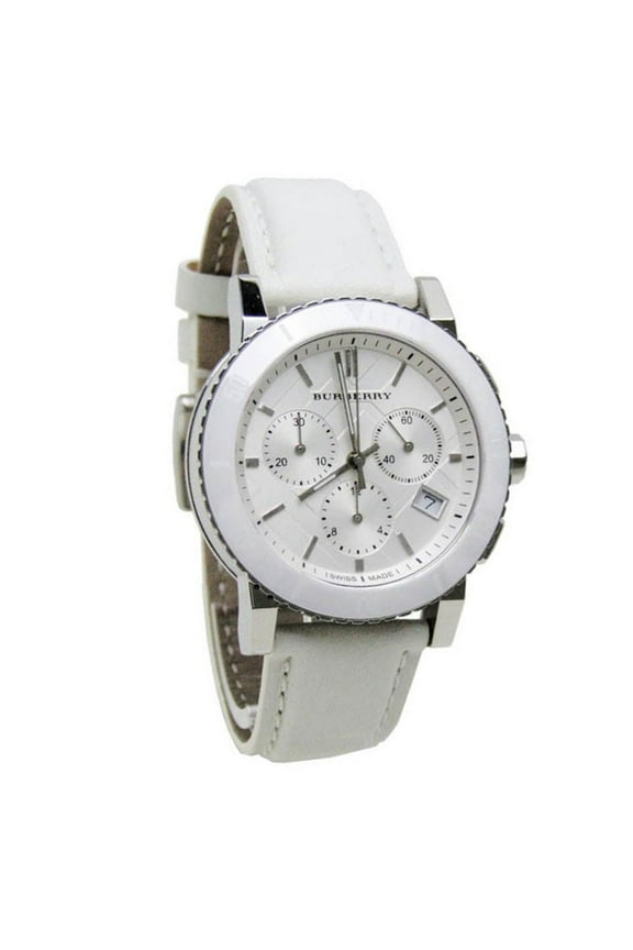 City Chronograph White Dial White Leather Unisex Watch BU9701