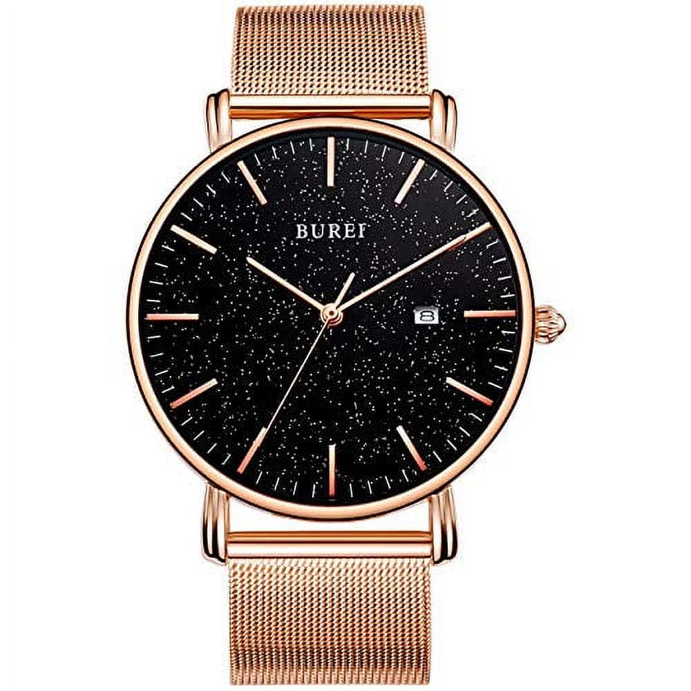 BUREI Men s Fashion Minimalist Wrist Watch Analog Date with Soft Mesh Band Walmart
