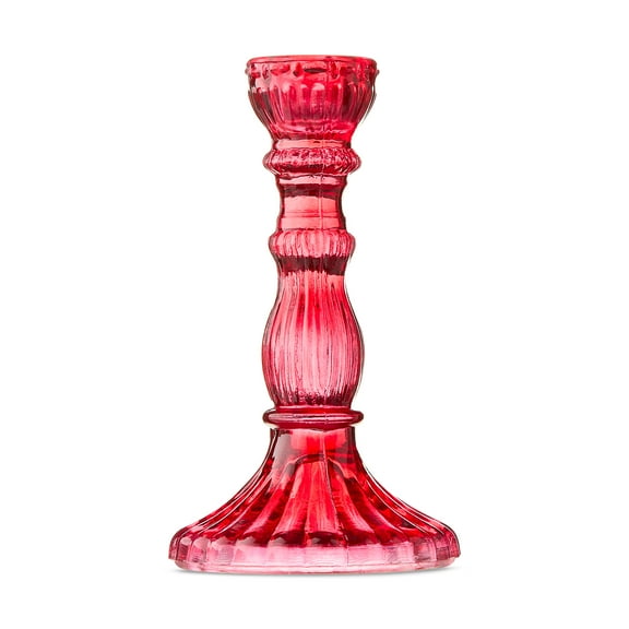 Glass Taper Candle Holder, Burgundy, 6", Valentine's Day by Way To Celebrate