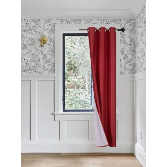 Gorgeous Home Linen Burgundy 1-Piece Solid Blackout Grommet-Top Window Curtain Panel 37" W X 108" L