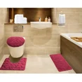 thumbnail image 1 of BURGUNDY 3-Piece Rock Memory Foam Bathroom Mat Set, Flannel Embossed Rug 19"x 30", Contour Mat 19"x19", and Toilet Lid Cover 19"x19" with Non-Skid Rubber Back, 1 of 5