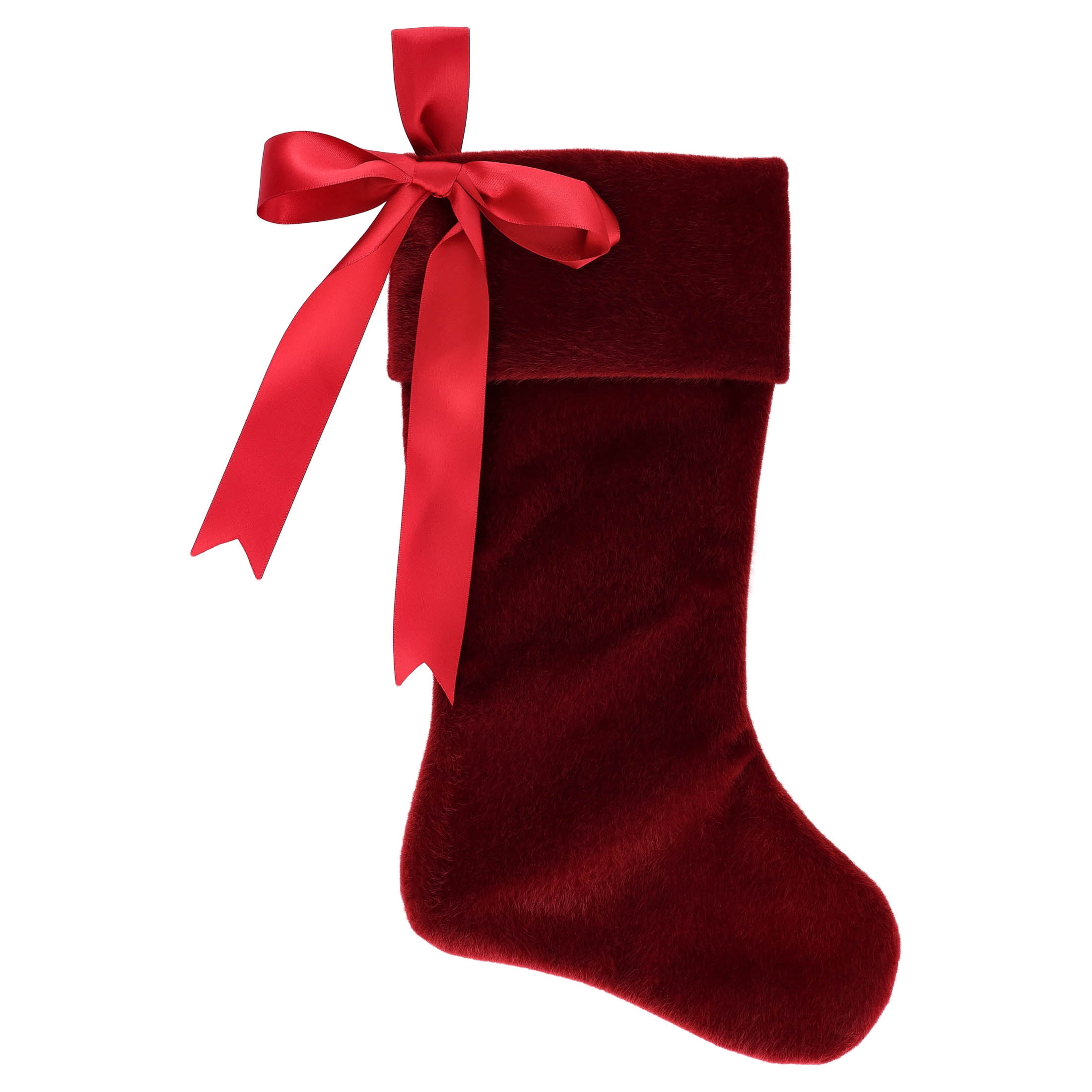 Mohair Christmas Stocking, Burgundy, 18", by Holiday Time