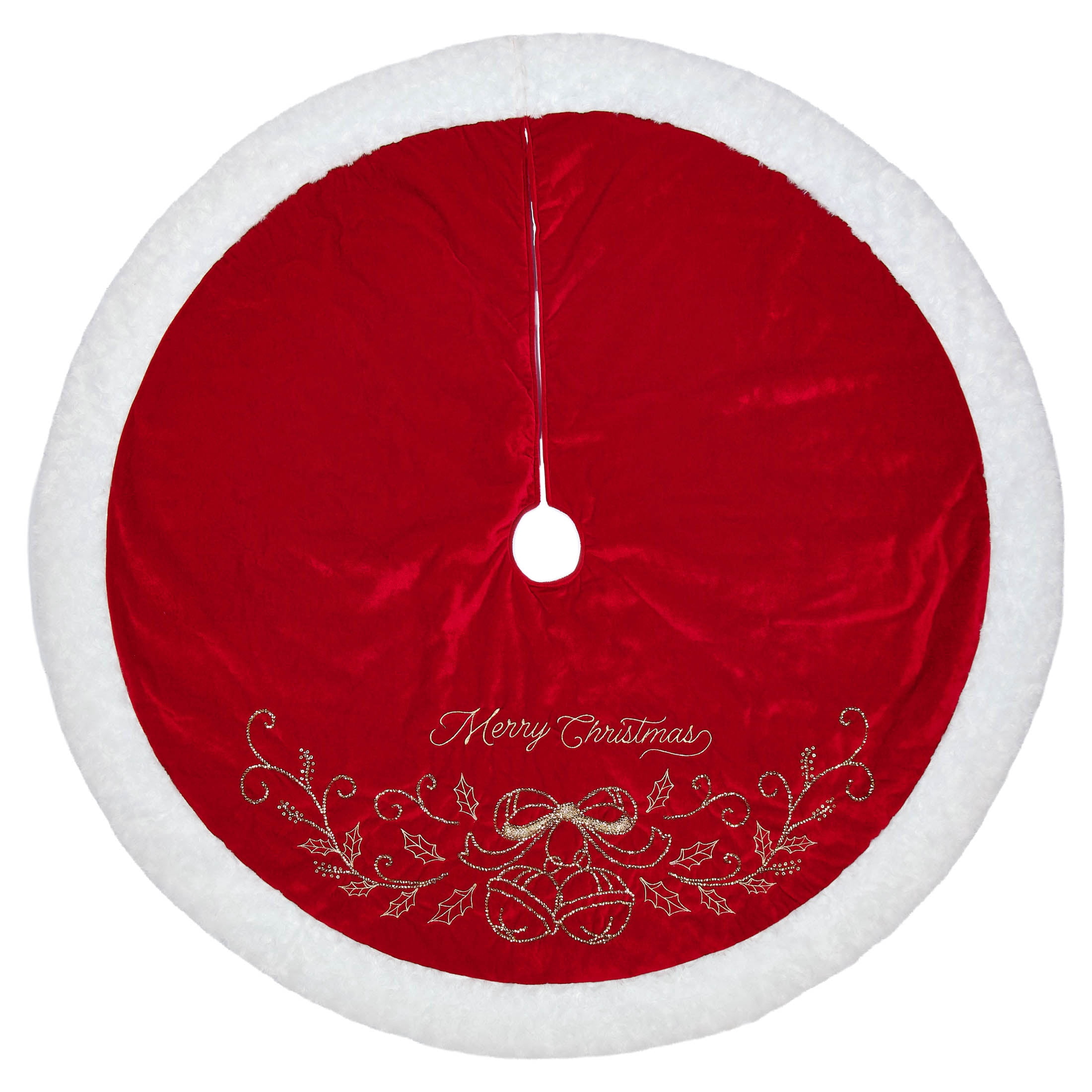 Velvet Merry Christmas Tree Skirt, Burgundy, 48", by Holiday Time