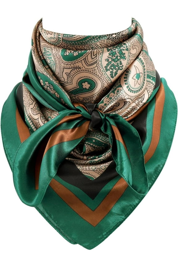 35 Inch Wild Rag Cowboy Scarves for Men, Large Rancher Neckerchief Silk Feel, Oversize Western Bandana