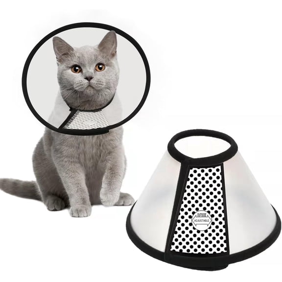 BURIBURI Adjustable Recovery Pet Cone E-Collar for Cats Kittens Rabbits, Plastic Elizabeth Protective Collar Wound Healing Practical Neck Cover, Neck Girth 6.1 in