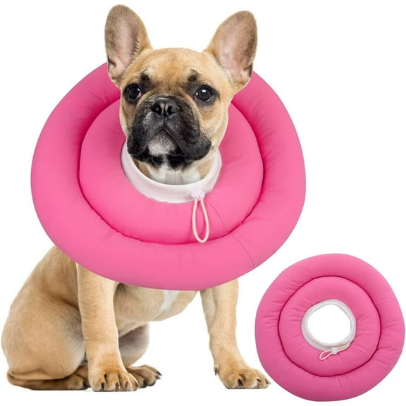 BURIBURI Dog Recovery Collar, Waterproof Soft Dog Cone After Surgery, Comfy Protective Elizabethan Collar Alternative for Dogs Cats, Adjustable Pet Neck Donut Cone Anti-Licking Biting Wounds,Pink,S