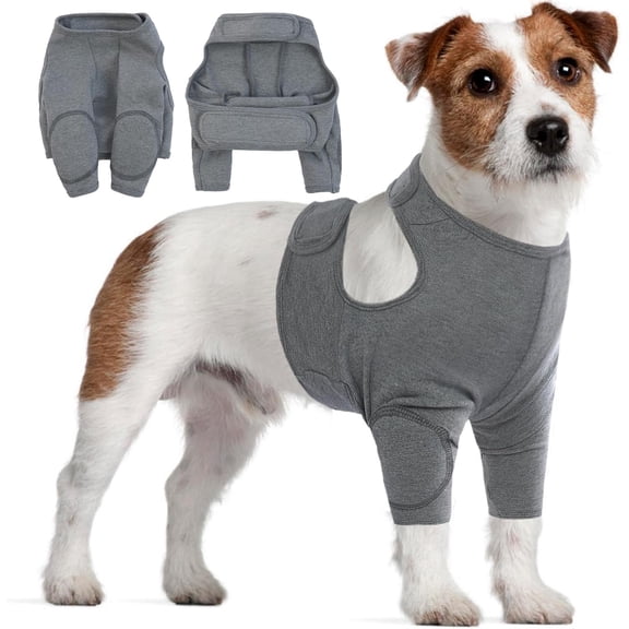BURIBURI Dog Recovery Suit for Front Legs, Adjustable Dog Leg Sleeves to Stop Licking, Dogs Elbow Braces Protector for Leg Injuries Shoulder Wound, Cone Collar Alternatives,Black,M