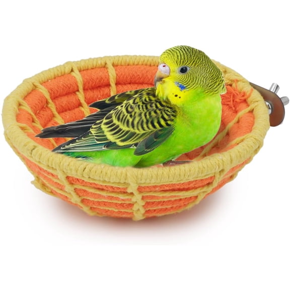 BURIBURI Handmade Coton Rope Bird Breeding Nest Hatch House Bird Nest Cage for Small Parrots Budgie Parakeet Cockatiel Parakeet Conure Canary Finch Lovebird (Green)
