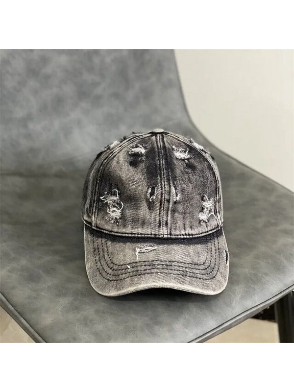 New Fashion Denim Cap Casual Washed Old Hole Jean Baseball Cap Vintage Men Blank Snapback Hat Women Hip Hop Cap Bone