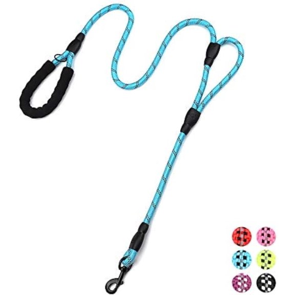 BURIBURI Plutus Pet Rope Dog Leash 6ft Long,Traffic Padded Two Handle,Heavy Duty,Reflective Double Handles Lead for Control Safety Training,Leashes for Large Dogs