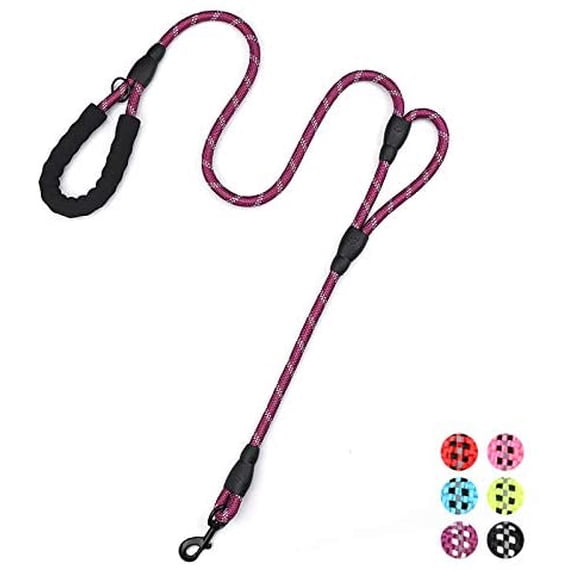 BURIBURI Plutus Pet Rope Dog Leash 6ft Long,Traffic Padded Two Handle,Heavy Duty,Reflective Double Handles Lead for Control Safety Training,Leashes for Large Dogs
