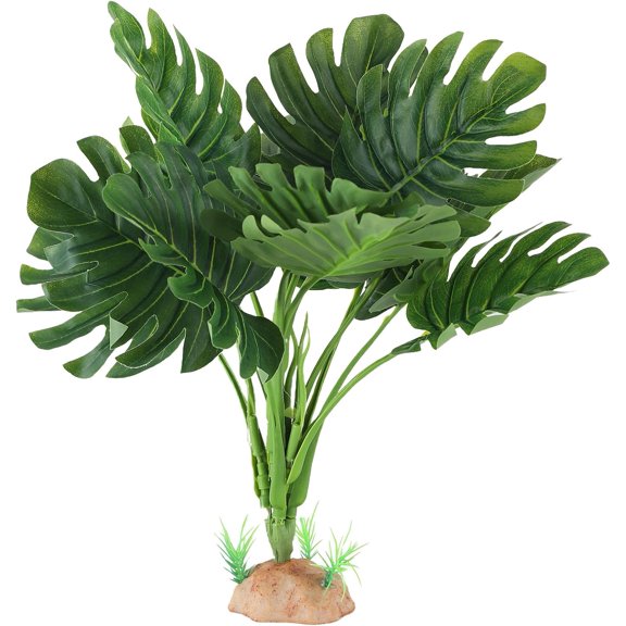 BURIBURI Reptile Plants - Tortoise Habitat Accessories, Artificial Spider Plant for Gecko, Ball Python, Terrarium Decor - Monstera