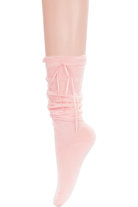 Slouch Socks for Women Girls Thin Mesh Retro Scrunch Socks with Tie Scrunchy Stack Decorated Sock