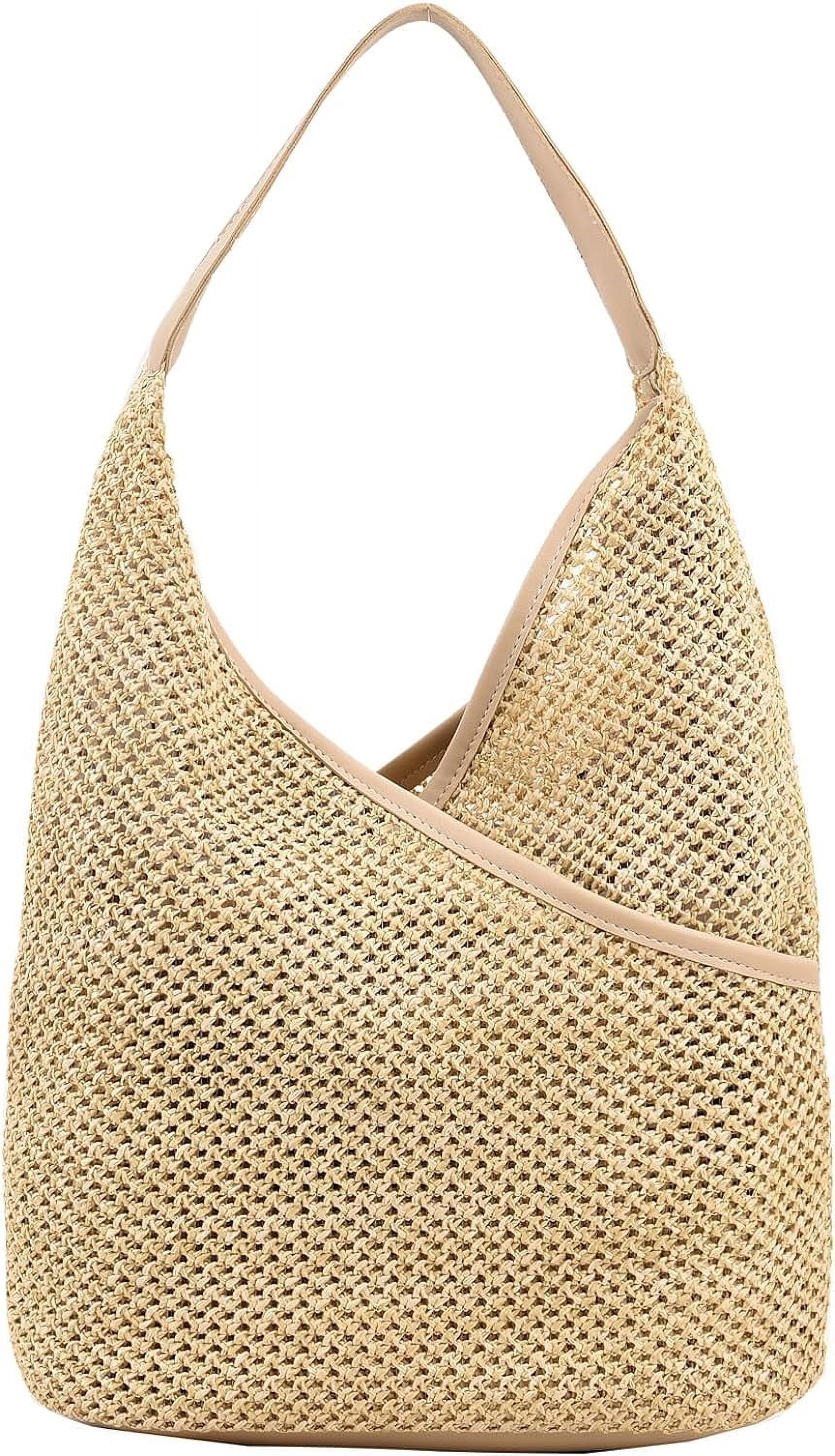 BURIBURI Straw Bags for Women, Summer Straw Purse Crochet Beach Bag Tote Bag Aesthetic Trendy Straw Shoulder Handbags