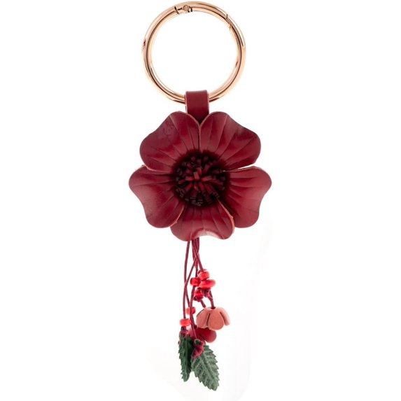 BURIBURIBURIBURI Genuine Leather Flower Tassel Keychain Car Keyring Fob Boho Accessorie for Women