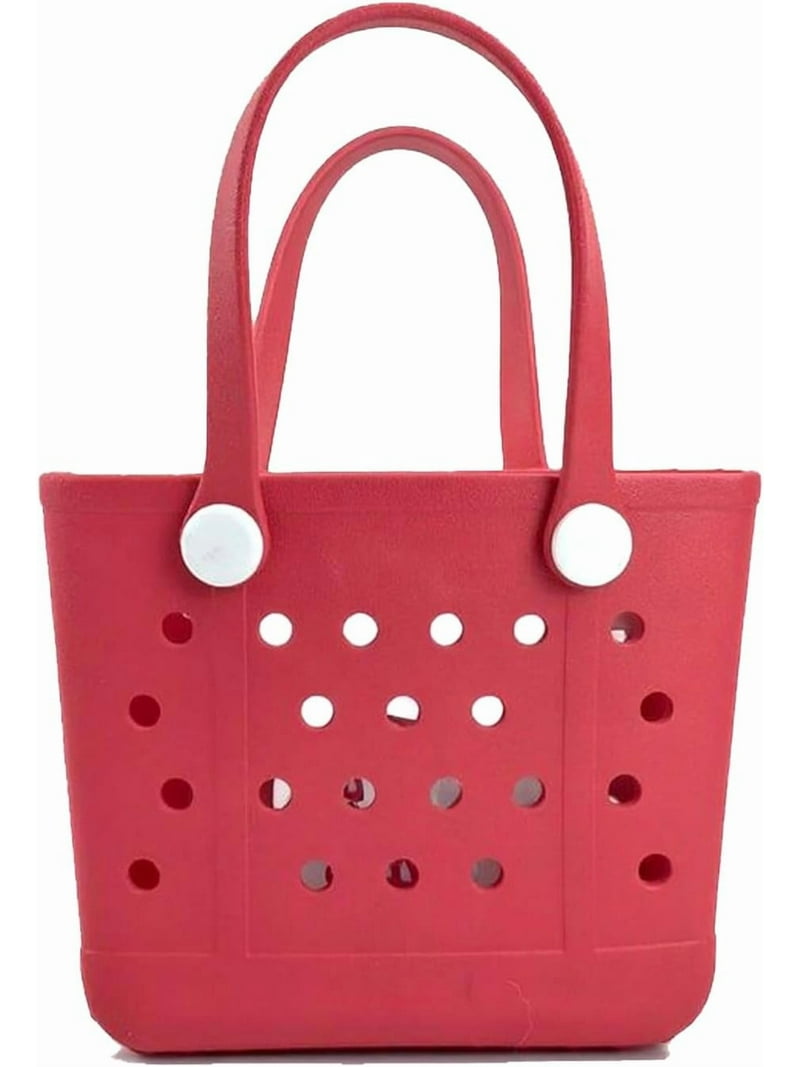 BURIBURIBURIBURI Small Beach Tote Bag, Portable Mini Rubber Tote