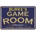 thumbnail image 1 of BURKE'S Blue Game Room Gift Sign Metal Wall Decor 12x18 112180002052, 1 of 1